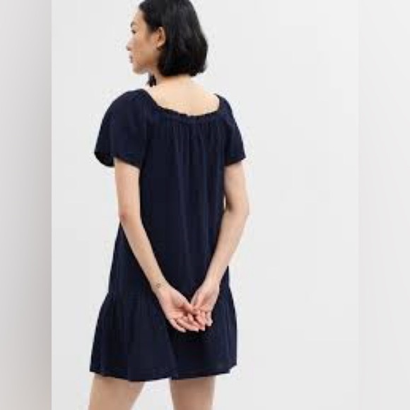 GAP Gauze Squareneck Mini Dress Navy Blue Size Medium NWT New - Picture 2 of 7